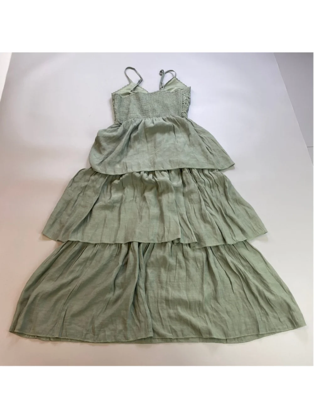 Rebellion Again Dress XS Sage Green Crochet Tiered Boho Fairy Coastal Cowgirl - Picture 3 of 11